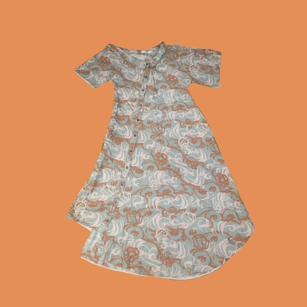 Adeam Small Asymmetrical Button up 100% Silk dress Boat neck